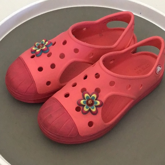 - Crocs Pink Bump It Sandals Slip On Sling Back Clog Jr. Size 2 - Picture 2 of 13